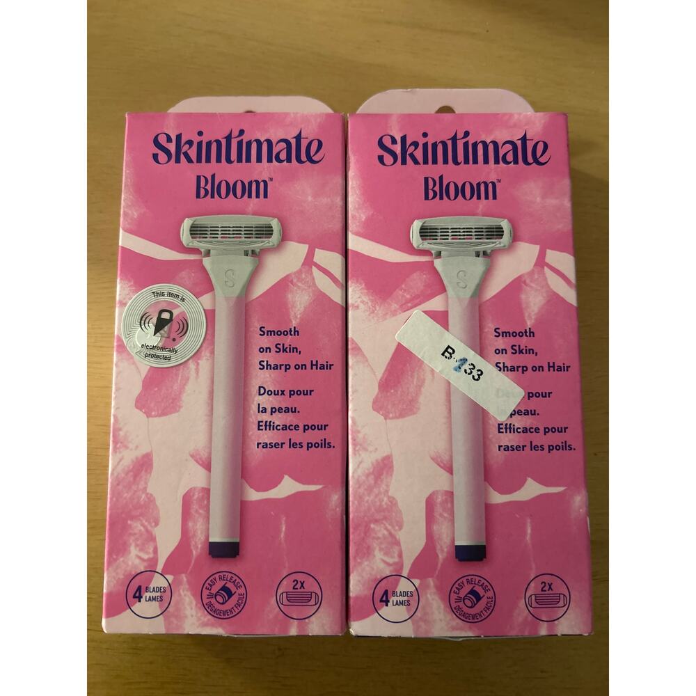 New 2 packs of Skintimate Bloom 4-Blade Razor 1 Handle + 2 Cartridges Each